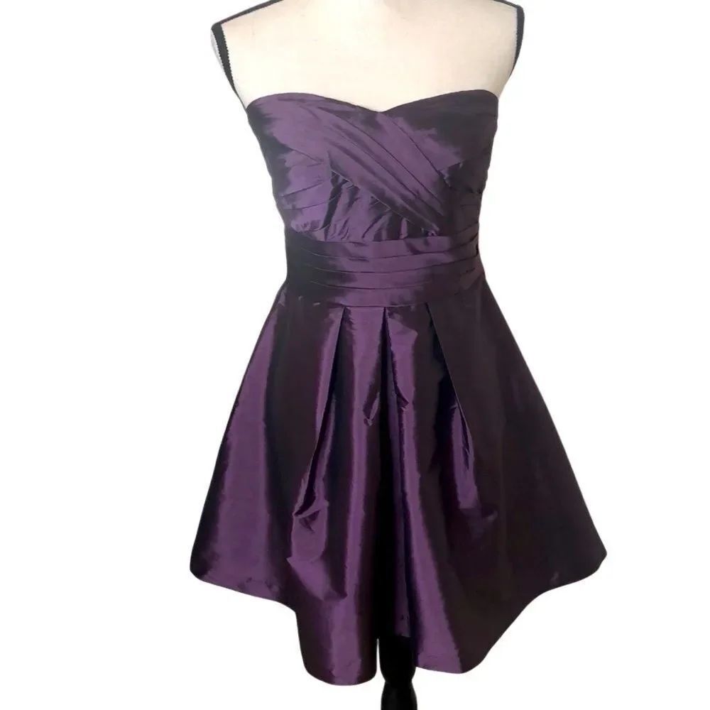 Monique Lhuillier Burgundy Taffeta Bridesmaid/Formal Dress Sz 8 Wedding, Party